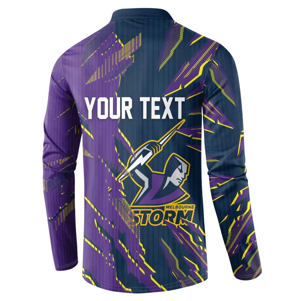 Personalized Melbourne Storm Button Sweatshirt Dynamic Lightning Mascot Rugby Australia