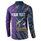Personalized Melbourne Storm Button Sweatshirt Dynamic Lightning Mascot Rugby Australia