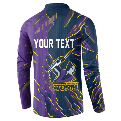 Personalized Melbourne Storm Button Sweatshirt Dynamic Lightning Mascot Rugby Australia