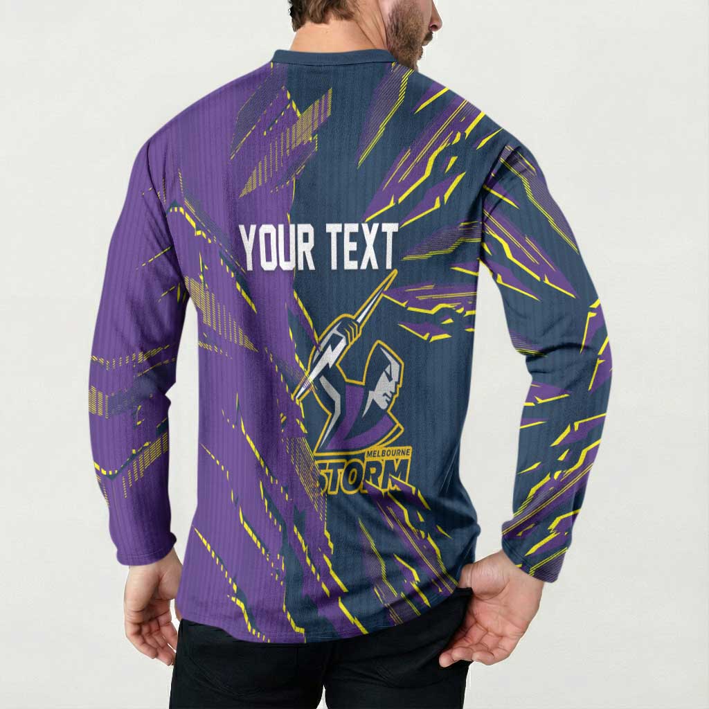 Personalized Melbourne Storm Button Sweatshirt Dynamic Lightning Mascot Rugby Australia