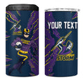 Personalized Melbourne Storm 4 in 1 Can Cooler Tumbler Dynamic Lightning Mascot Rugby Australia