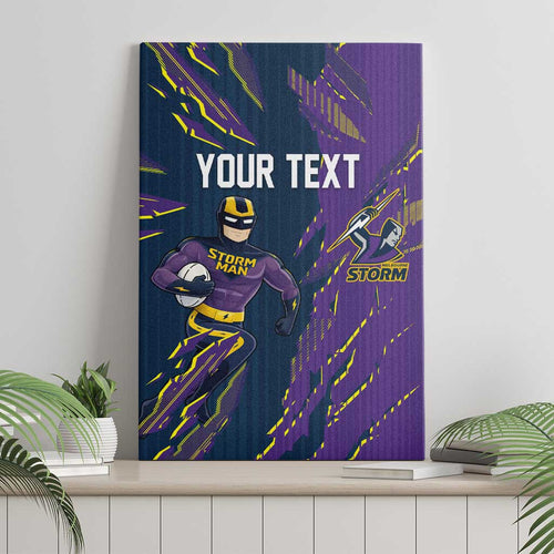 Personalized Melbourne Storm Canvas Wall Art Dynamic Lightning Mascot Rugby Australia
