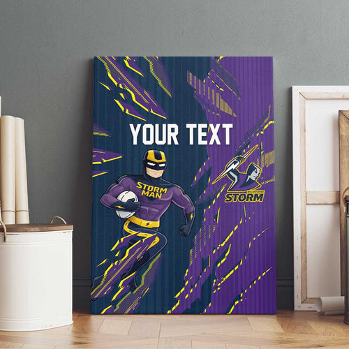 Personalized Melbourne Storm Canvas Wall Art Dynamic Lightning Mascot Rugby Australia