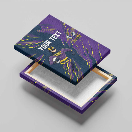 Personalized Melbourne Storm Canvas Wall Art Dynamic Lightning Mascot Rugby Australia