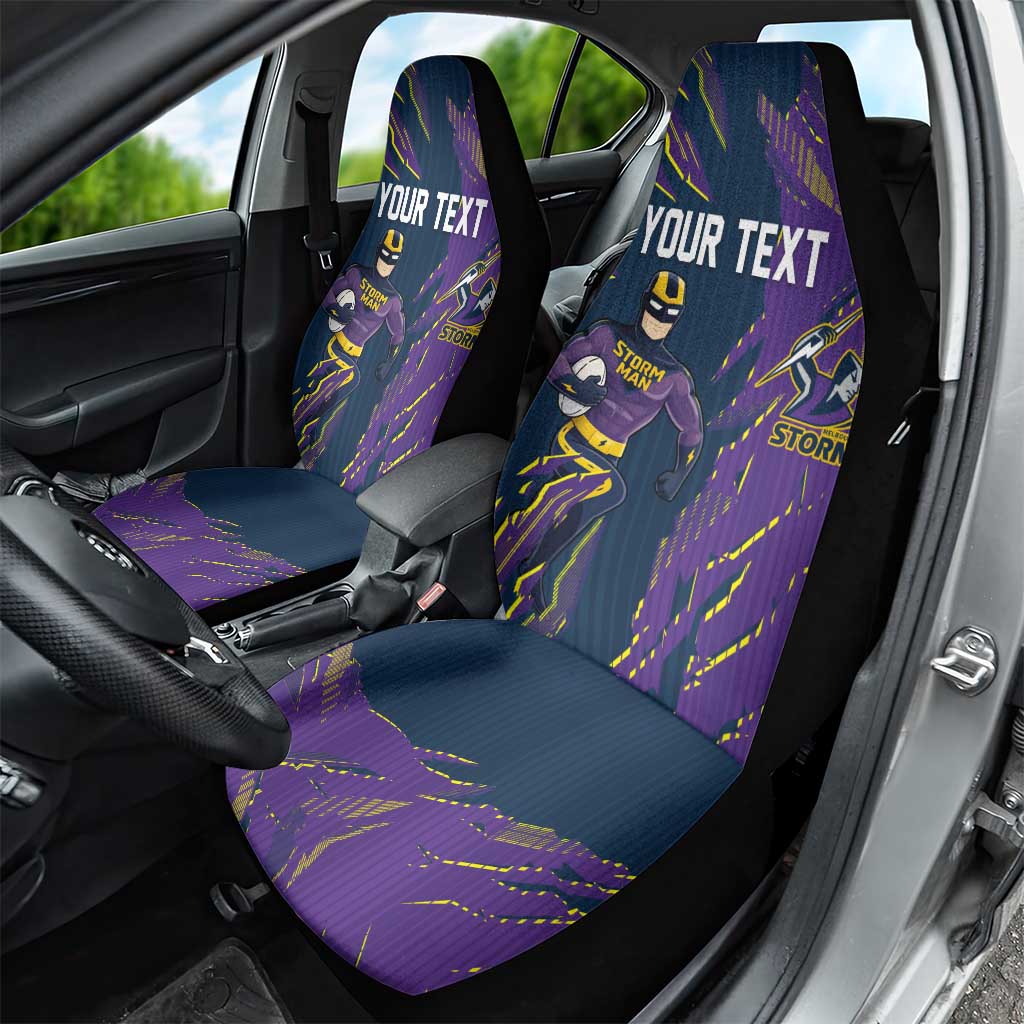 Personalized Melbourne Storm Car Seat Cover Dynamic Lightning Mascot Rugby Australia