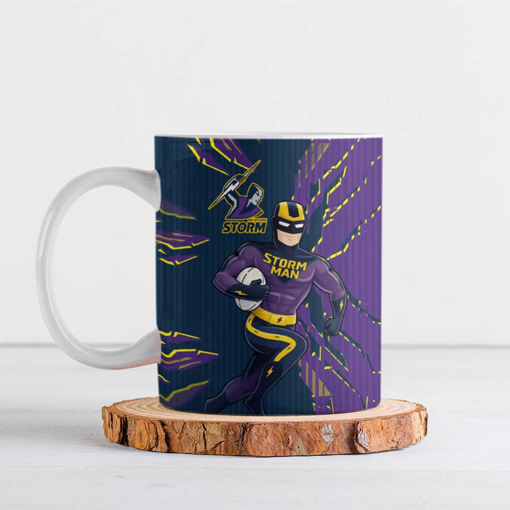 Personalized Melbourne Storm Ceramic Mug Dynamic Lightning Mascot Rugby Australia