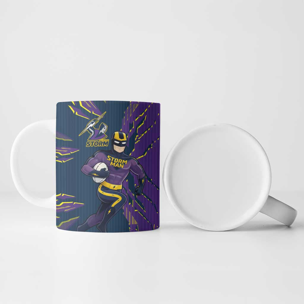 Personalized Melbourne Storm Ceramic Mug Dynamic Lightning Mascot Rugby Australia