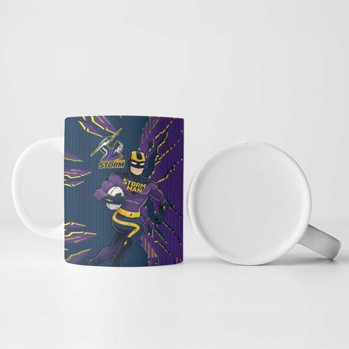 Personalized Melbourne Storm Ceramic Mug Dynamic Lightning Mascot Rugby Australia
