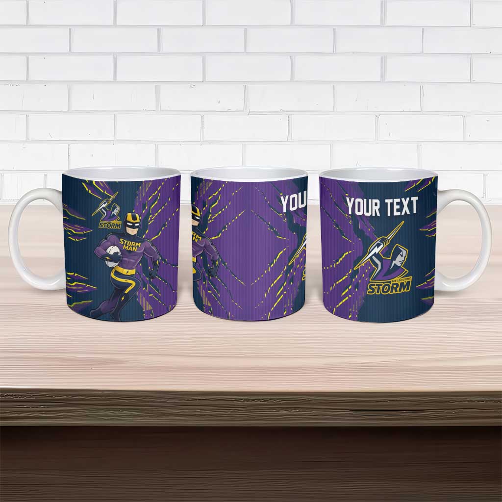 Personalized Melbourne Storm Ceramic Mug Dynamic Lightning Mascot Rugby Australia
