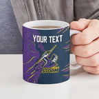 Personalized Melbourne Storm Ceramic Mug Dynamic Lightning Mascot Rugby Australia