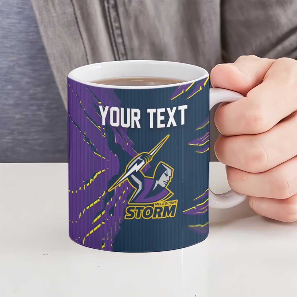 Personalized Melbourne Storm Ceramic Mug Dynamic Lightning Mascot Rugby Australia