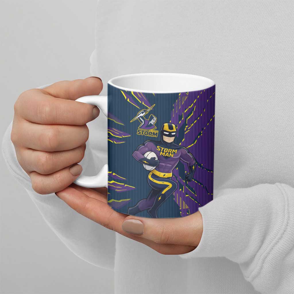 Personalized Melbourne Storm Ceramic Mug Dynamic Lightning Mascot Rugby Australia