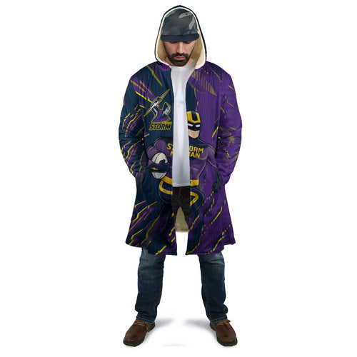 Personalized Melbourne Storm Cloak Dynamic Lightning Mascot Rugby Australia