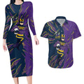 Personalized Melbourne Storm Couples Matching Long Sleeve Bodycon Dress and Hawaiian Shirt Dynamic Lightning Mascot Rugby Australia