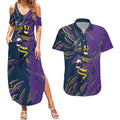 Personalized Melbourne Storm Couples Matching Summer Maxi Dress and Hawaiian Shirt Dynamic Lightning Mascot Rugby Australia