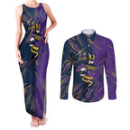 Personalized Melbourne Storm Couples Matching Tank Maxi Dress and Long Sleeve Button Shirt Dynamic Lightning Mascot Rugby Australia