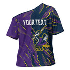 Personalized Melbourne Storm Cross Shoulder Shirt Dynamic Lightning Mascot Rugby Australia
