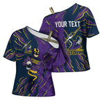 Personalized Melbourne Storm Cross Shoulder Shirt Dynamic Lightning Mascot Rugby Australia