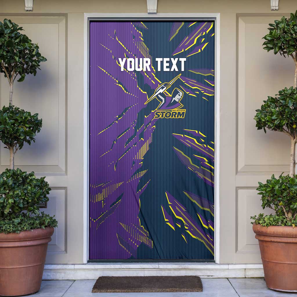 Personalized Melbourne Storm Door Cover Dynamic Lightning Mascot Rugby Australia
