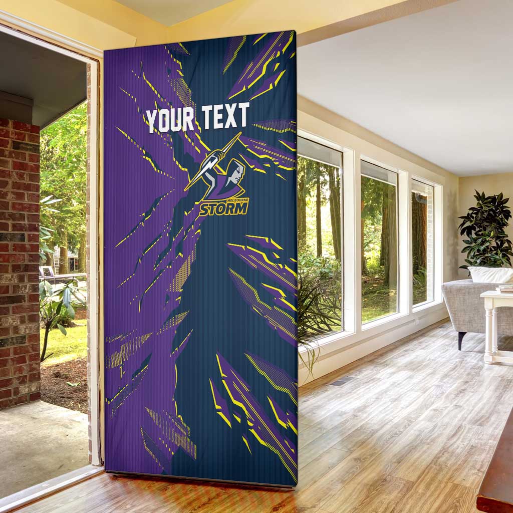 Personalized Melbourne Storm Door Cover Dynamic Lightning Mascot Rugby Australia