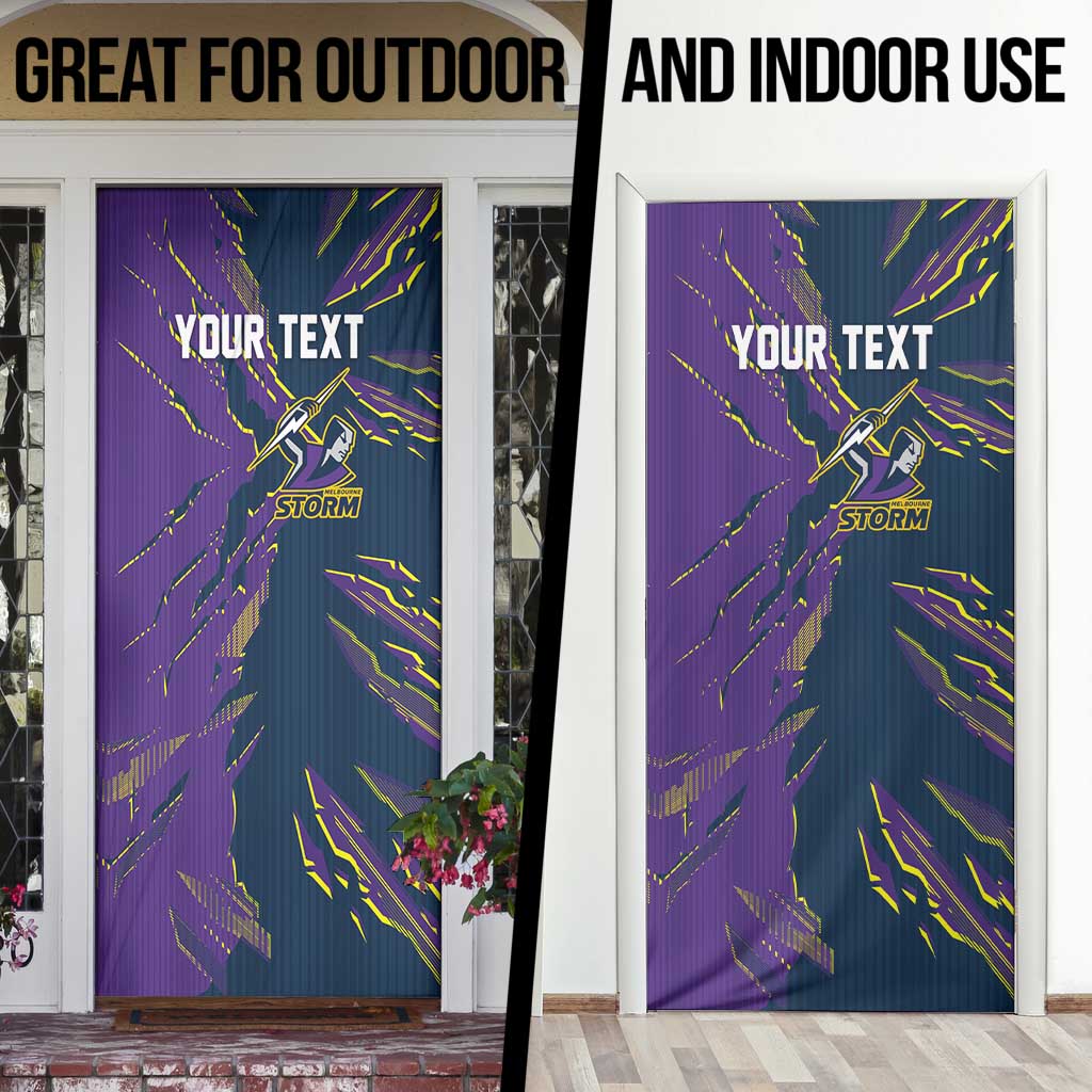 Personalized Melbourne Storm Door Cover Dynamic Lightning Mascot Rugby Australia