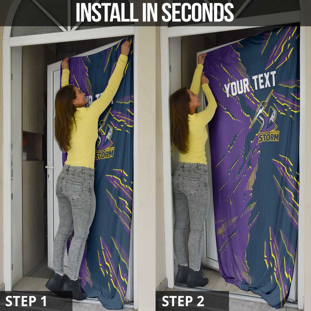 Personalized Melbourne Storm Door Cover Dynamic Lightning Mascot Rugby Australia