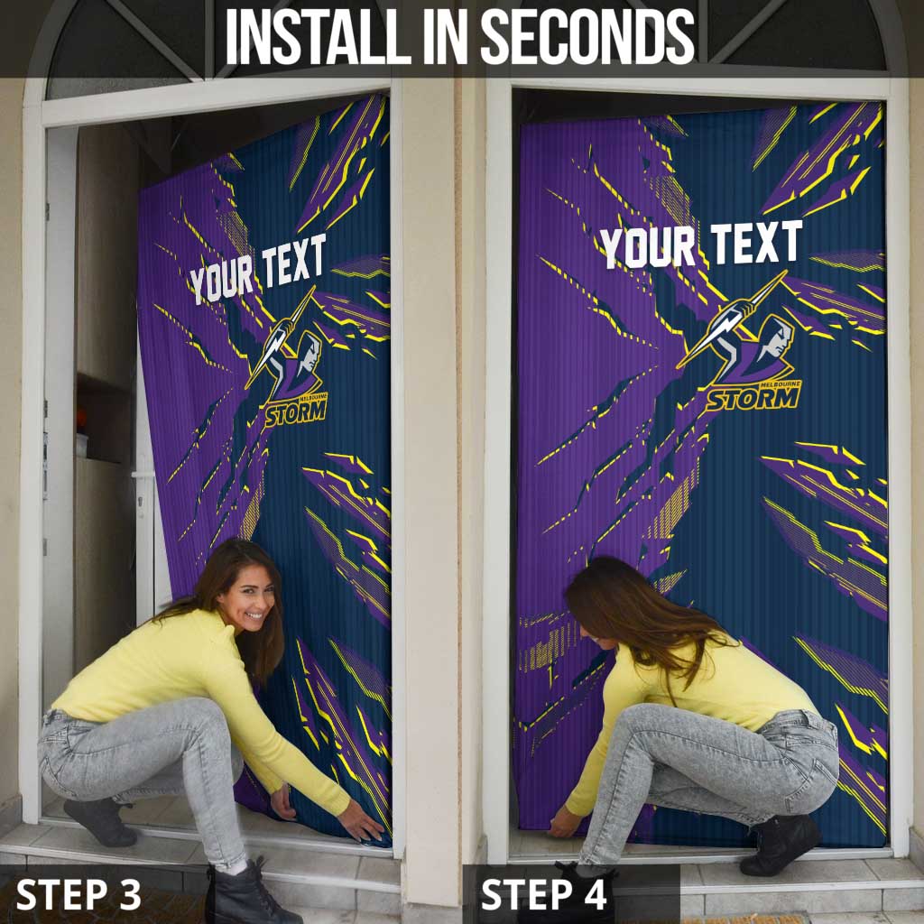 Personalized Melbourne Storm Door Cover Dynamic Lightning Mascot Rugby Australia