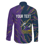 Personalized Melbourne Storm Family Matching Long Sleeve Bodycon Dress and Hawaiian Shirt Dynamic Lightning Mascot Rugby Australia