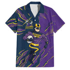 Personalized Melbourne Storm Family Matching Off The Shoulder Long Sleeve Dress and Hawaiian Shirt Dynamic Lightning Mascot Rugby Australia