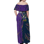 Personalized Melbourne Storm Family Matching Off Shoulder Maxi Dress and Hawaiian Shirt Dynamic Lightning Mascot Rugby Australia