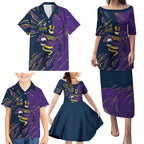 Personalized Melbourne Storm Family Matching Puletasi and Hawaiian Shirt Dynamic Lightning Mascot Rugby Australia