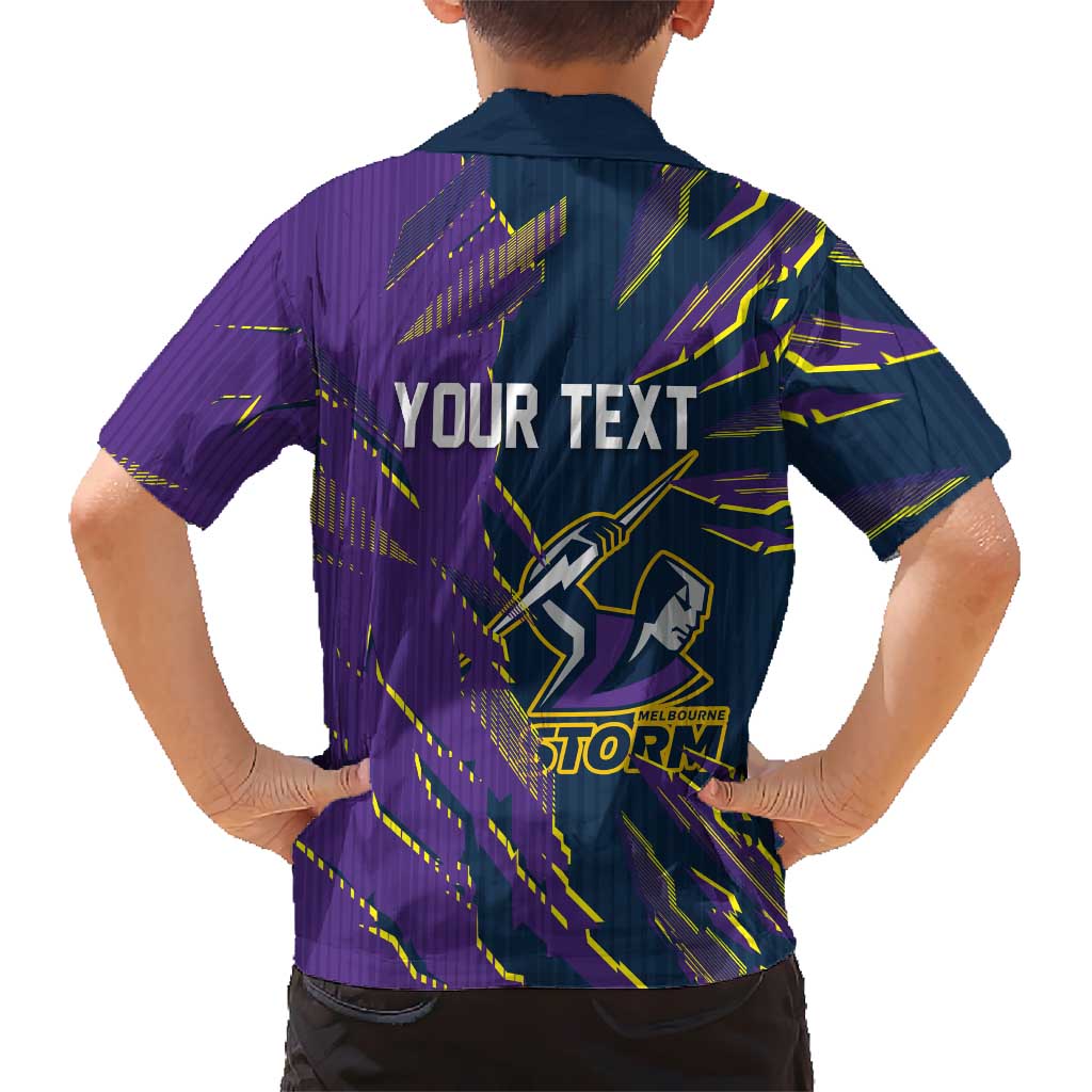 Personalized Melbourne Storm Family Matching Summer Maxi Dress and Hawaiian Shirt Dynamic Lightning Mascot Rugby Australia