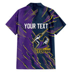 Personalized Melbourne Storm Family Matching Summer Maxi Dress and Hawaiian Shirt Dynamic Lightning Mascot Rugby Australia