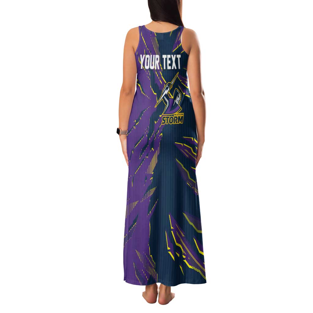 Personalized Melbourne Storm Family Matching Tank Maxi Dress and Hawaiian Shirt Dynamic Lightning Mascot Rugby Australia