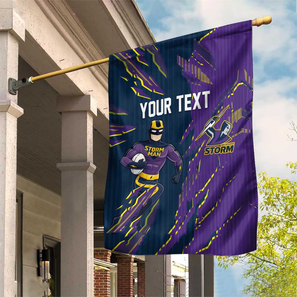 Personalized Melbourne Storm Garden Flag Dynamic Lightning Mascot Rugby Australia