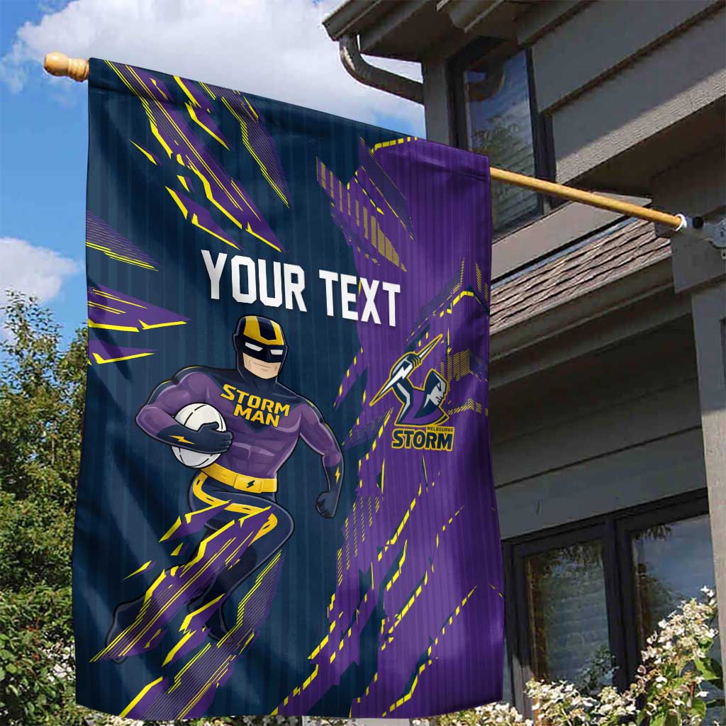 Personalized Melbourne Storm Garden Flag Dynamic Lightning Mascot Rugby Australia