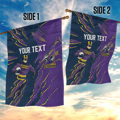 Personalized Melbourne Storm Garden Flag Dynamic Lightning Mascot Rugby Australia