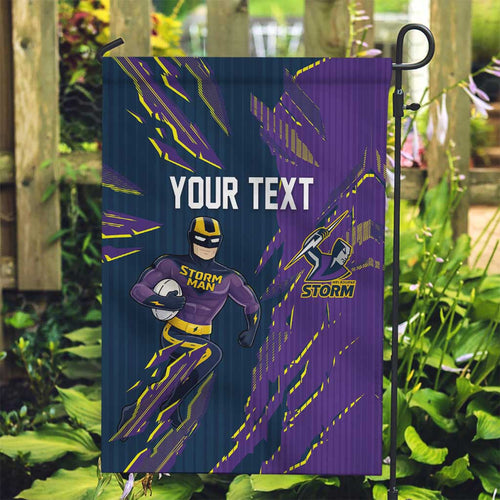 Personalized Melbourne Storm Garden Flag Dynamic Lightning Mascot Rugby Australia