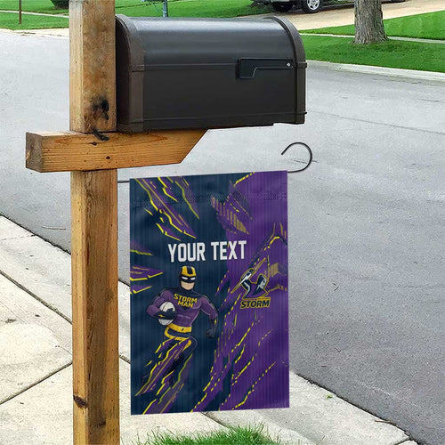 Personalized Melbourne Storm Garden Flag Dynamic Lightning Mascot Rugby Australia