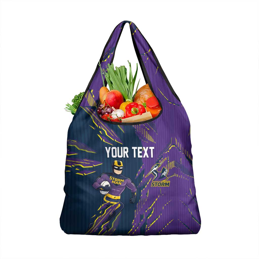 Personalized Melbourne Storm Grocery Bag Dynamic Lightning Mascot Rugby Australia