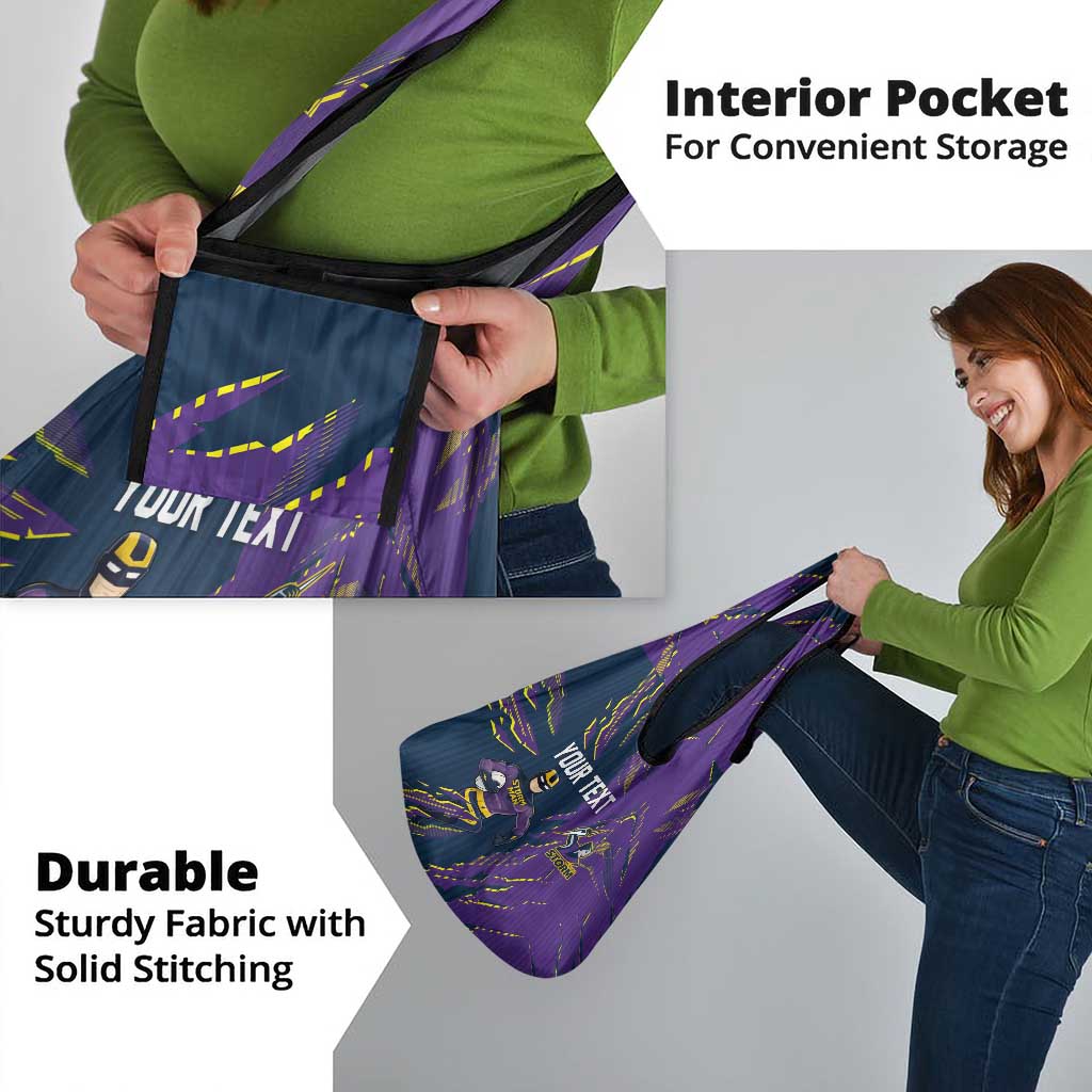 Personalized Melbourne Storm Grocery Bag Dynamic Lightning Mascot Rugby Australia