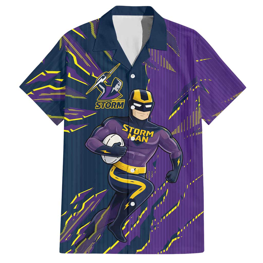 Personalized Melbourne Storm Hawaiian Shirt Dynamic Lightning Mascot Rugby Australia