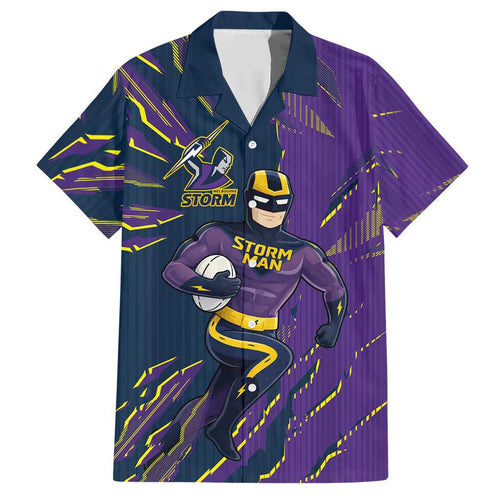 Personalized Melbourne Storm Hawaiian Shirt Dynamic Lightning Mascot Rugby Australia