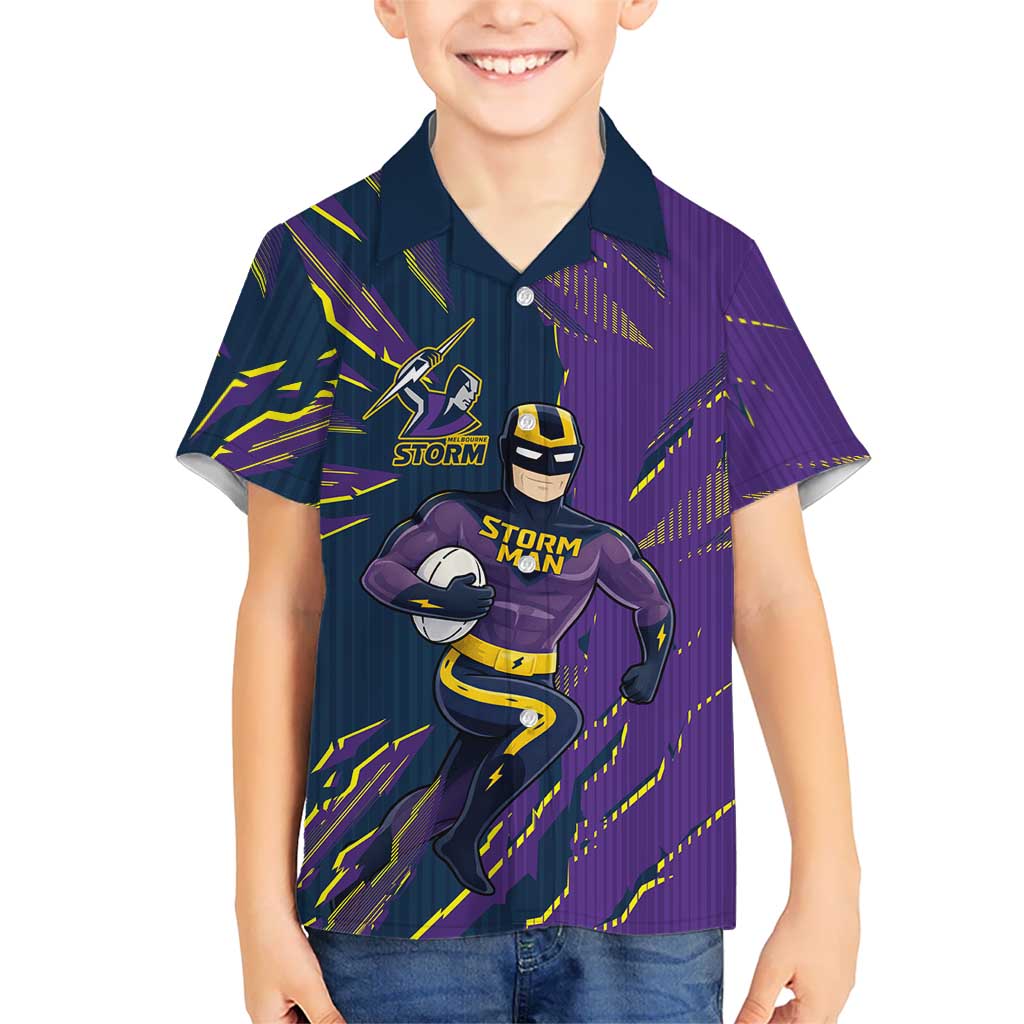 Personalized Melbourne Storm Hawaiian Shirt Dynamic Lightning Mascot Rugby Australia