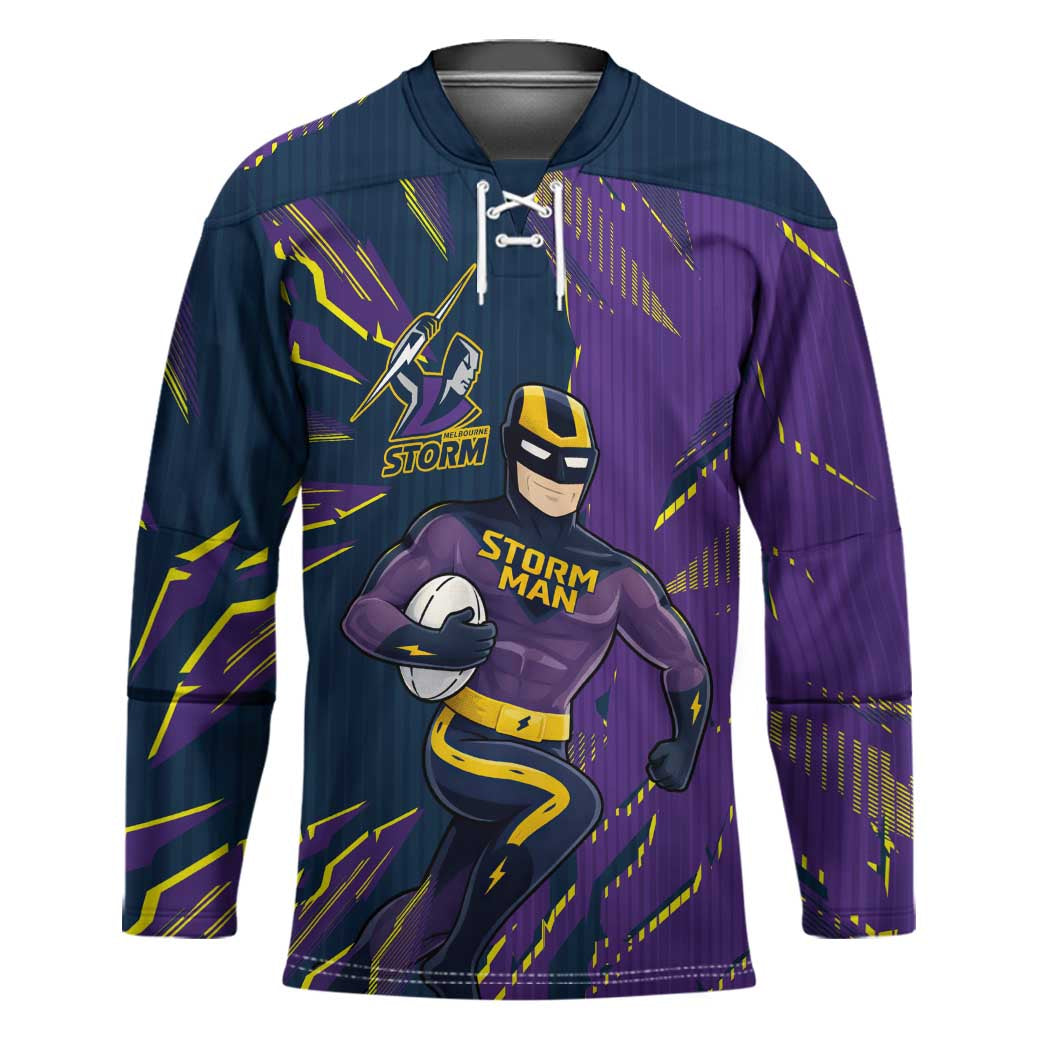 Personalized Melbourne Storm Hockey Jersey Dynamic Lightning Mascot Rugby Australia