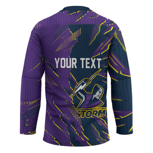 Personalized Melbourne Storm Hockey Jersey Dynamic Lightning Mascot Rugby Australia