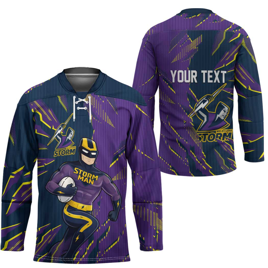 Personalized Melbourne Storm Hockey Jersey Dynamic Lightning Mascot Rugby Australia