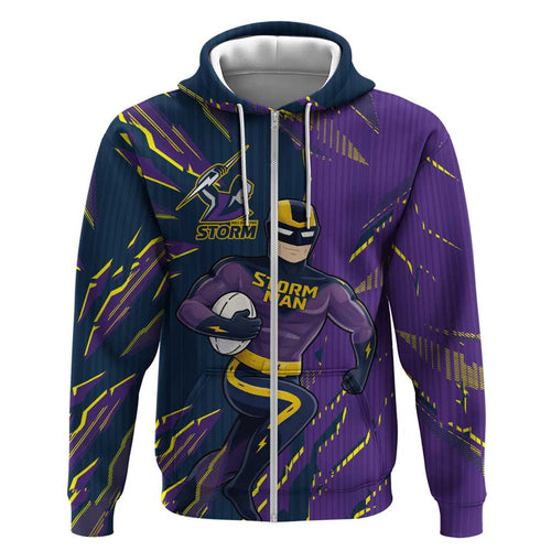 Personalized Melbourne Storm Hoodie Dynamic Lightning Mascot Rugby Australia