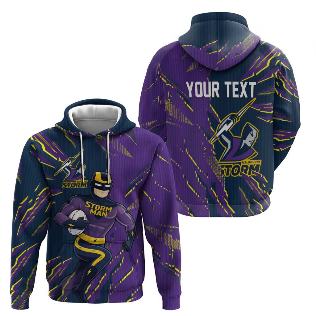 Personalized Melbourne Storm Hoodie Dynamic Lightning Mascot Rugby Australia