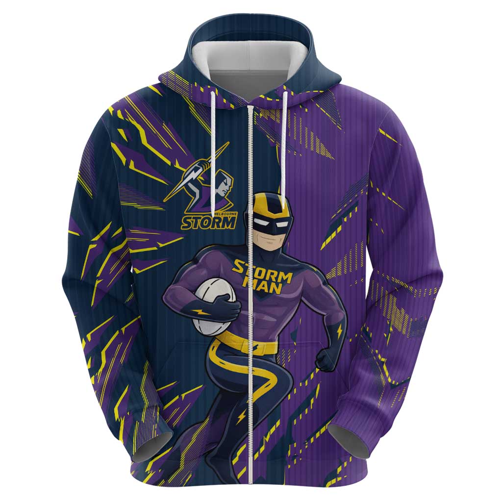 Personalized Melbourne Storm Hoodie Dynamic Lightning Mascot Rugby Australia
